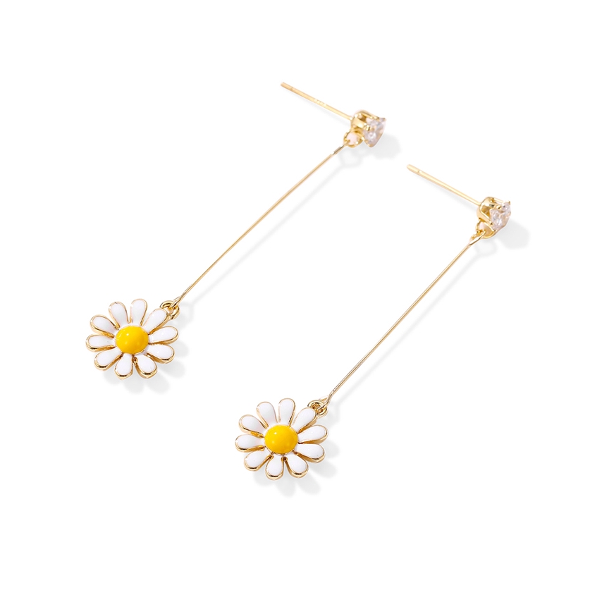 Anting Bunga Daisy Anting Panjang Wanita Ear Nail Earring