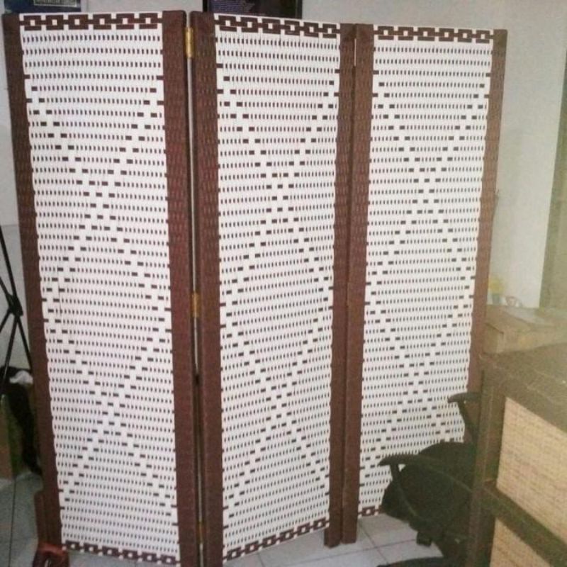Sketsel Rotan Sintetis Sekat Pembatas Ruangan Partisi 3 Pintu 170 Cm Termurah Terlaris Sekat Tirai