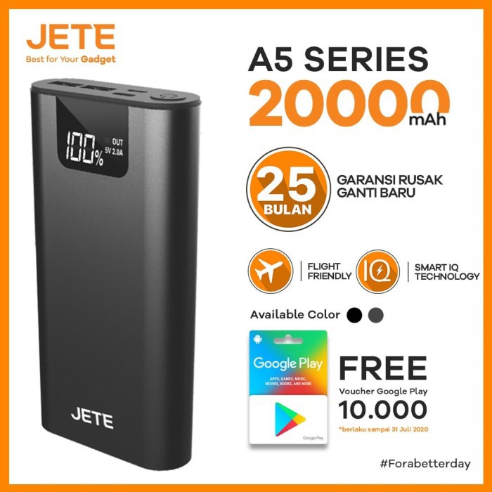 POWERBANK SUPER FAST MURAH JETE SITIZ 20000 MAH POWER BANK GARANSI RESMI 1 TAHUN