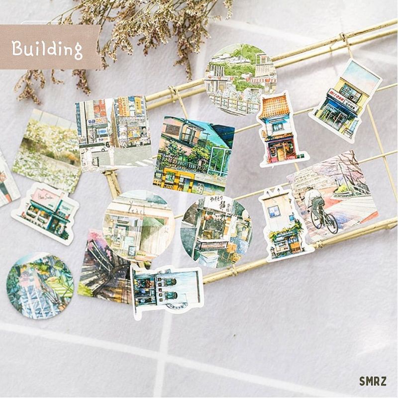

Building Sticker Piece - Stiker Ecer Tema Bangunan / Stiker Aesthetic / Scrapbook / Stationary