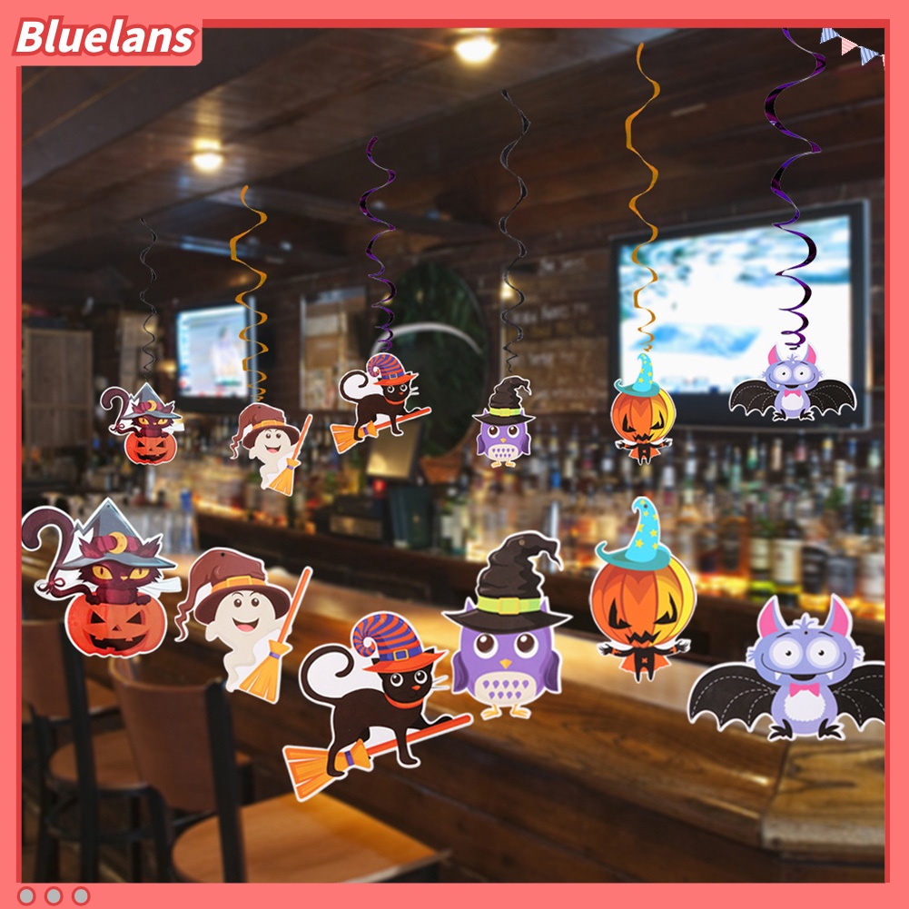 6pcs Liontin Gantung Bentuk Kucing Penyihir Hantu Spiral Untuk Halloween