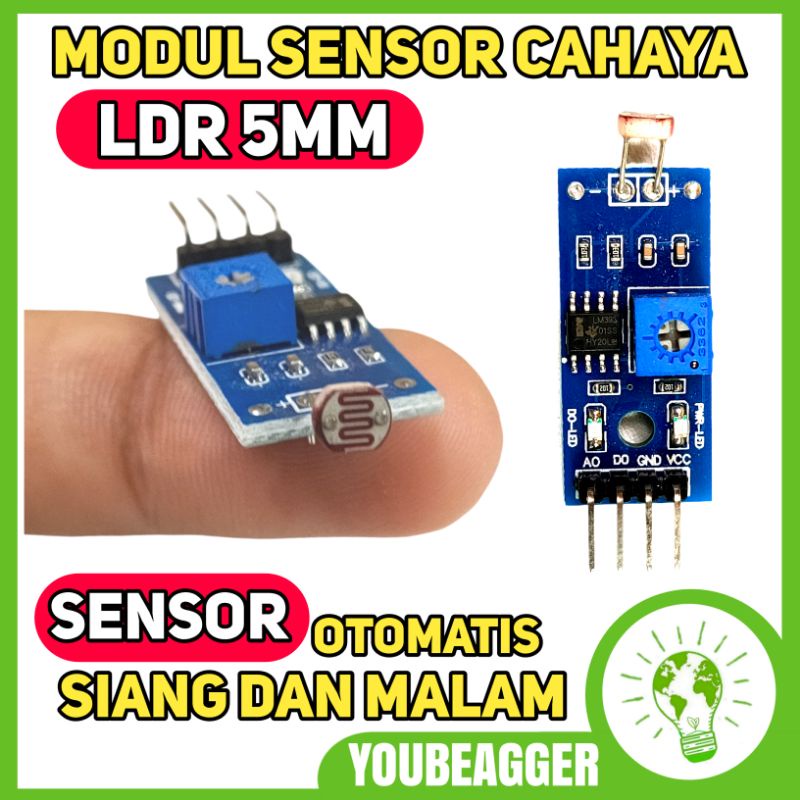 Modul sensor cahaya LDR 5mm otomatis siang malam