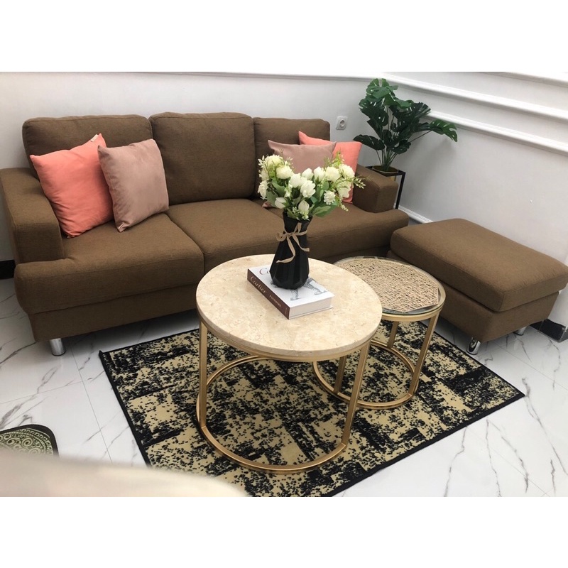 MEJA TAMU COFFE TABLE MARMER ASLI