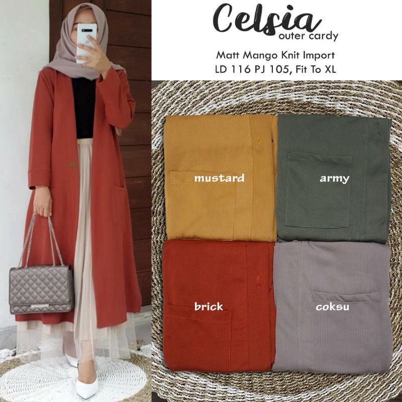 Outer Cardigan Wanita Celsia Mango Knit Import Tebal Nyaman di Pakai Fashion Muslim Hijab Cardy-8