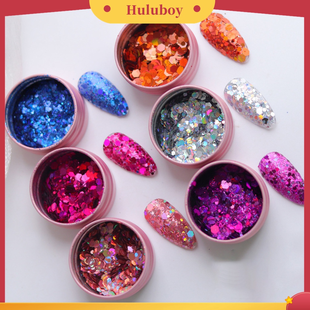 Huluboy Huluboy♡ Sequin Glitter Bentuk Hexagon Ultra Tipis Untuk Dekorasi Nail Art Charms