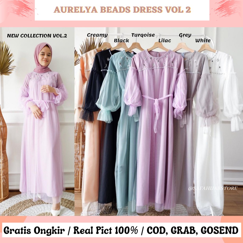 AURELYA BEADS DRESS / DRESS LEBARAN / DRESS MEWAH / DRESS TILE