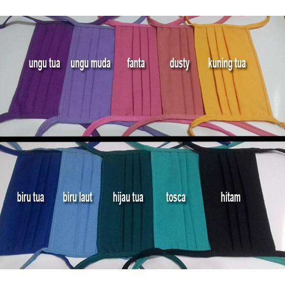 [HUSNA HIJAB] Masker Kain Polos Isi 1 Lusin (12 Pcs) / Masker Kain Grosir