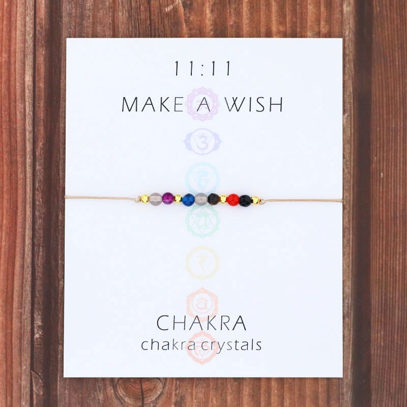 Chakra Wish String Bracelet 7 Chakra Healing Yoga Reiki Prayer Stones Bracelet