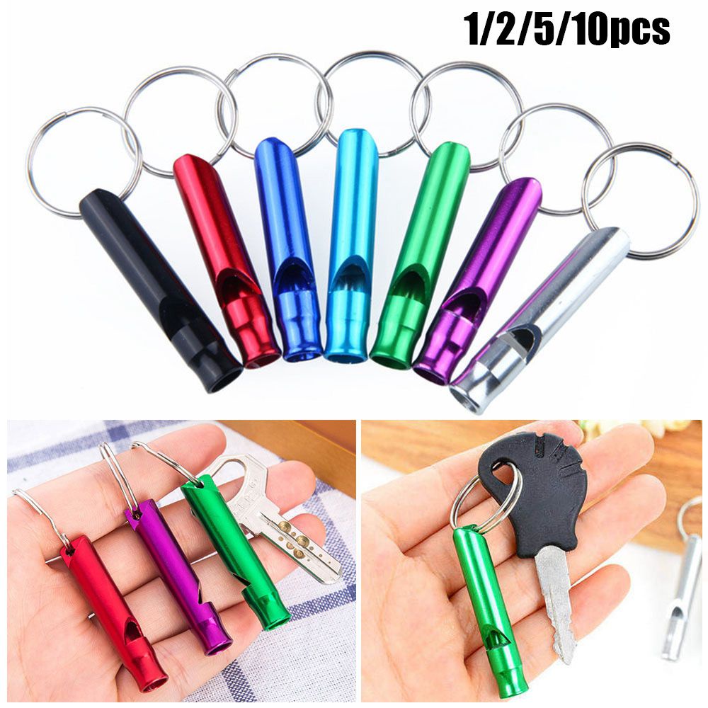 TOP 1/2/5/10pcs 7 Colors Survival Whistle with Keyring Training Accessories Emergency Whistles Small Size Aluminum Camping Hiking Outdoor EDC Tools/Multicolor