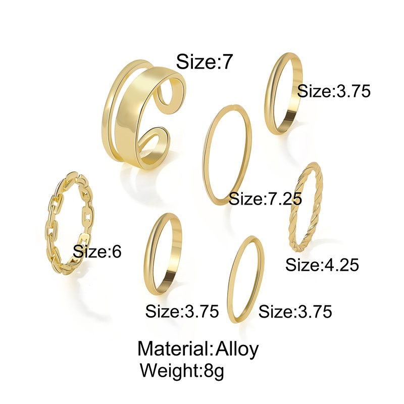 [ACKER] 7pcs/set Aksesori Jari Cincin Bersama Kepribadian Mode Wanita Harian