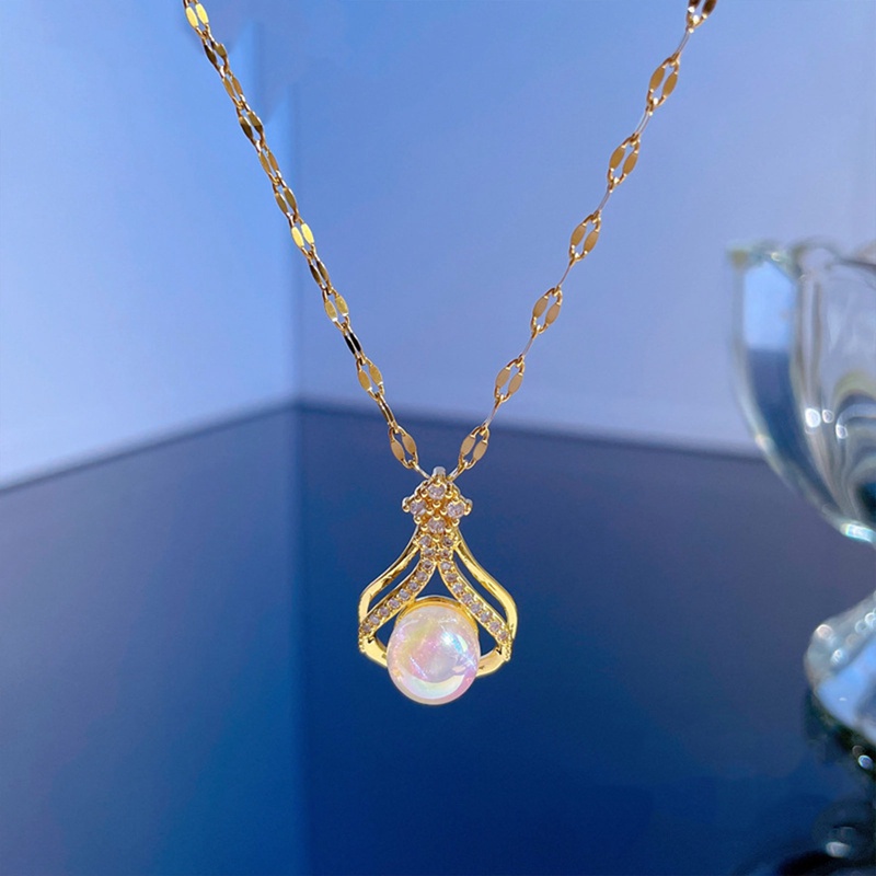 Fancyqube Kalung Liontin Mutiara Air Tawar Lapis Emas 14K Untuk Wanita