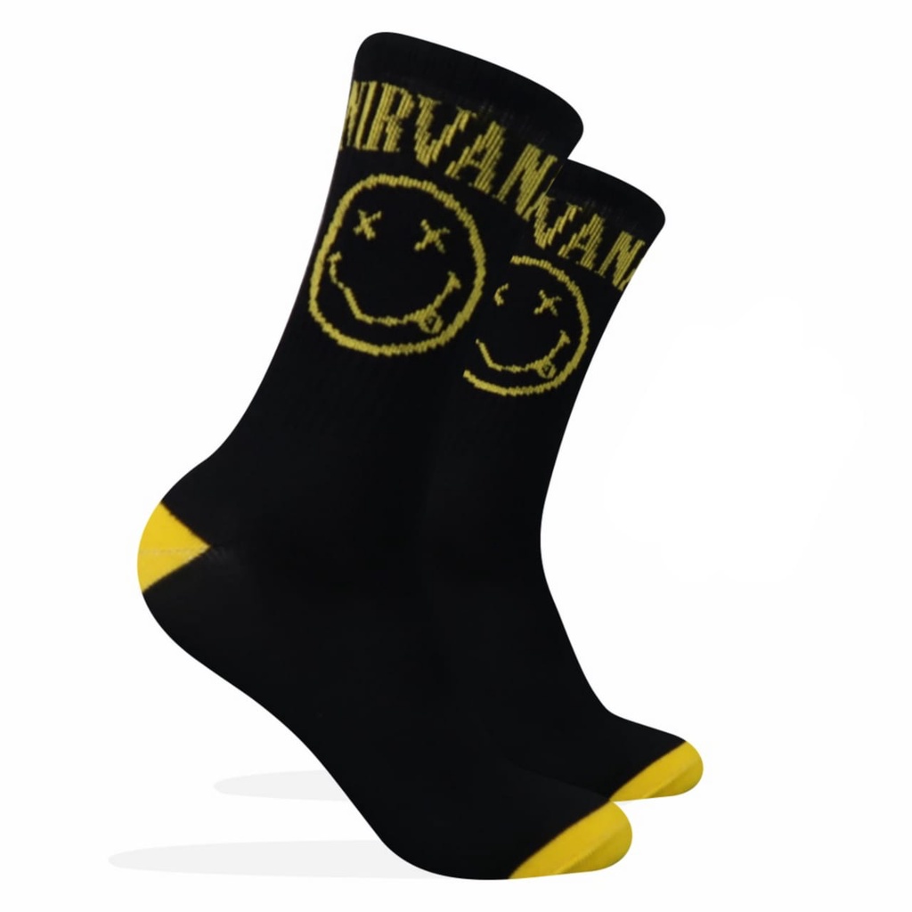 Kaos Kaki Motif Nirvana Dasar Hitam ( B1 )