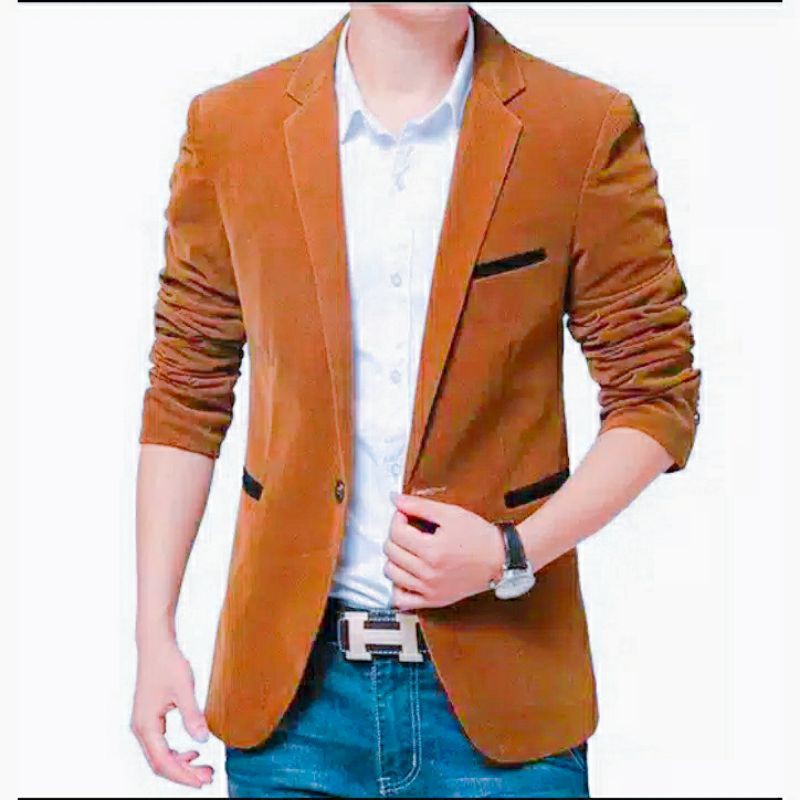 Blazer coklat slimfit casual/blazer kekinian/blazer pria cokelat