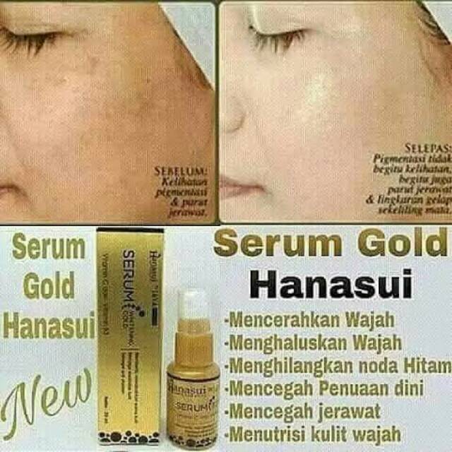 SERUM PENGHILANG FLEK HITAM & PENGGLOWING WAJAH AMAN TANPA EFEK SAMPING SERUM PEMUTIH HANASUI GOLD