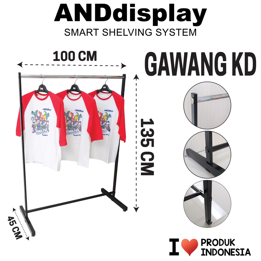 Gawang Baju Kd T.135cm Hitam Gawangan Gantungan