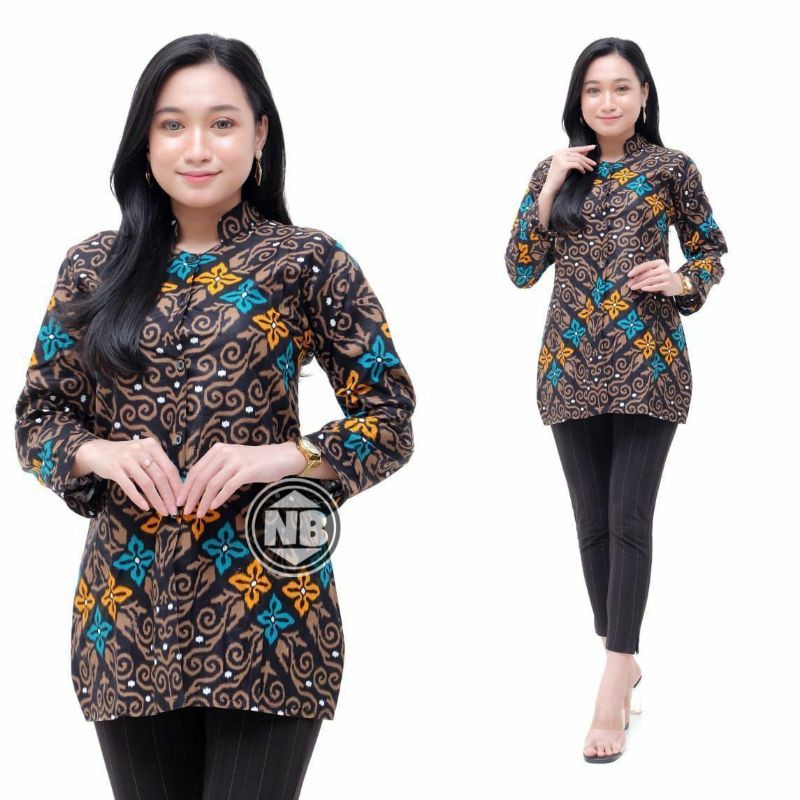 [ TERBARU ] ATASAN BATIK WANITA KERJA KANTOR ORI SHABIRAH BATIKSOLO BLOUSE BLUSEBATIK BATIKMODERN M L XL XXL-NB7