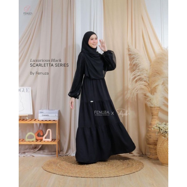 Gamis Scarletta dres size L-XL ori Fenuza busana muslim busui bahan renatta  nyaman dipakai