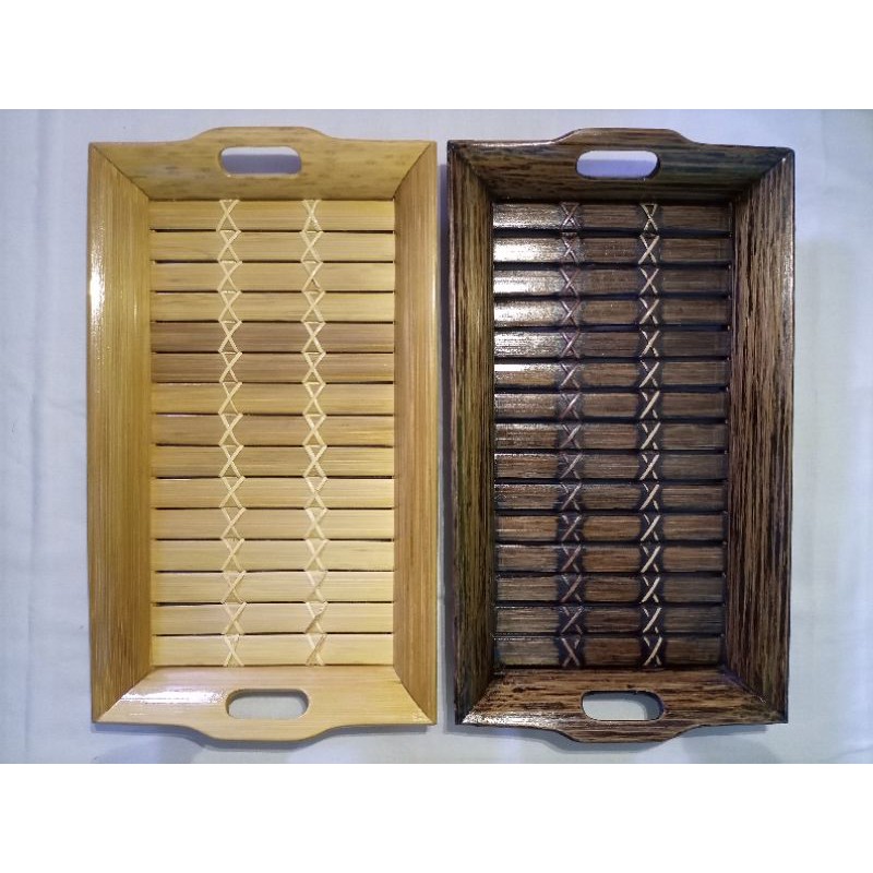 Baki / nampan bambu unik /tatakan piring