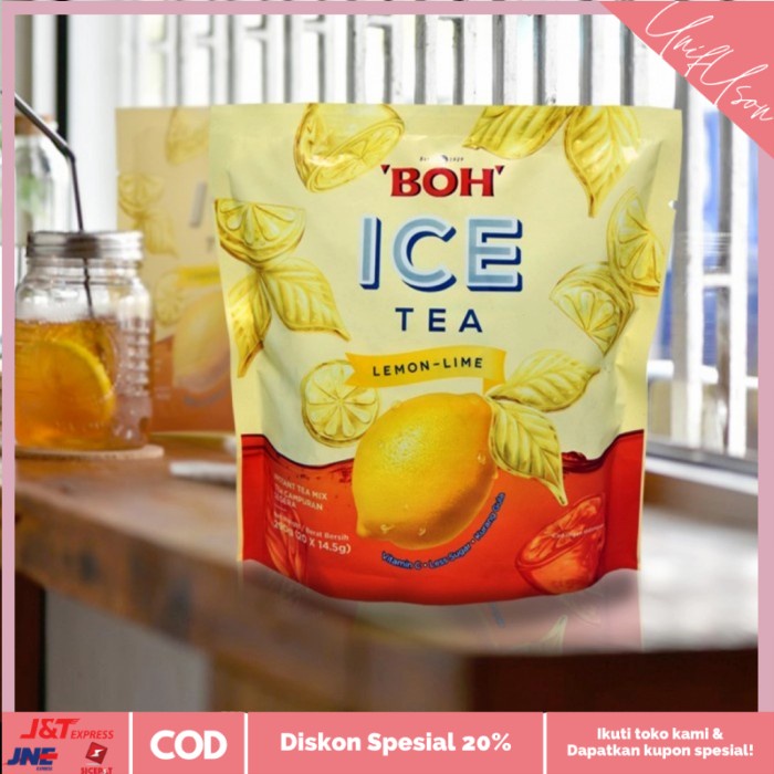 

⭐COD⭐ Tea instant-Boh ice tea - lemon lime-les sugar 14.5 gram(20pcs)