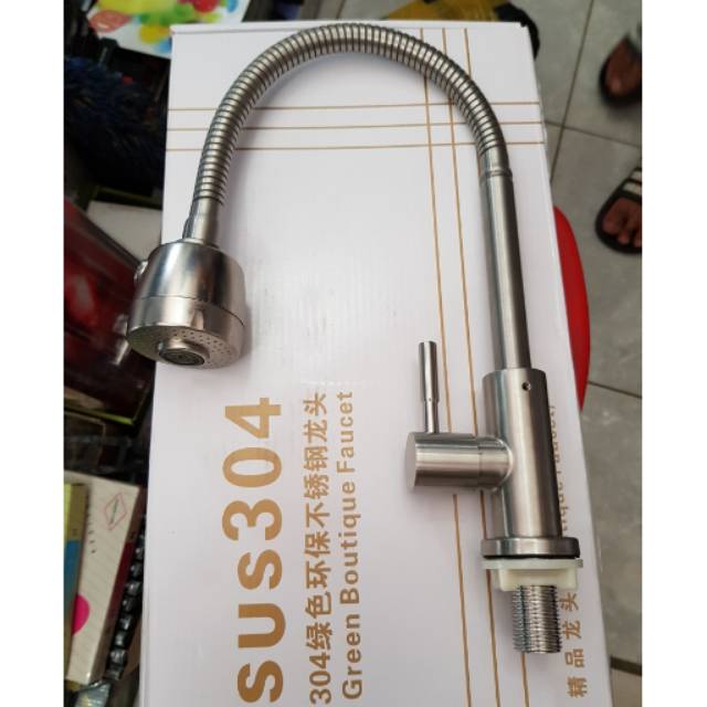 Kran cuci piring fleksibel stainless 304 ANTI KARAT