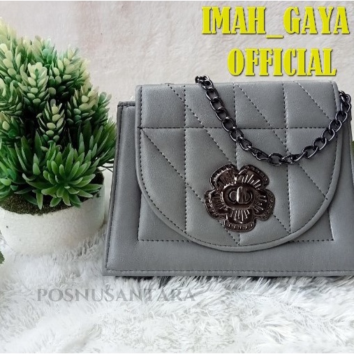 TAS SELEMPANG WANITA BAHAN KULIT SINTETIS TAS BAHU MODEL LOGO BUNGA WANITA  PRODUK IMAH_GAYA OFFICIAL/ TAS WANITA MURAH / TAS OOTD / BISA COD