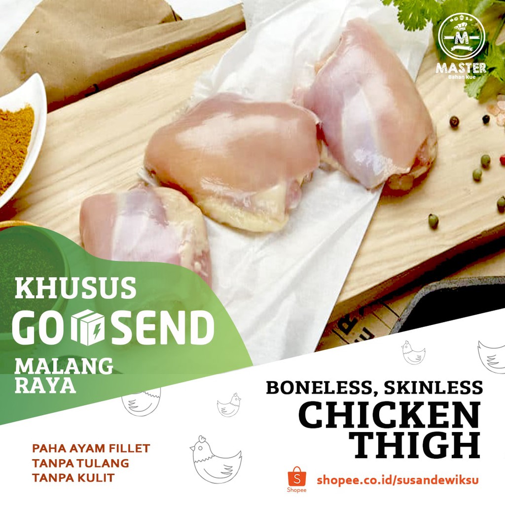 

Paha Ayam Filet Tanpa Kulit dan Tanpa Tulang/Boneless paha ayam [1 KG] KHUSUS GOSEND