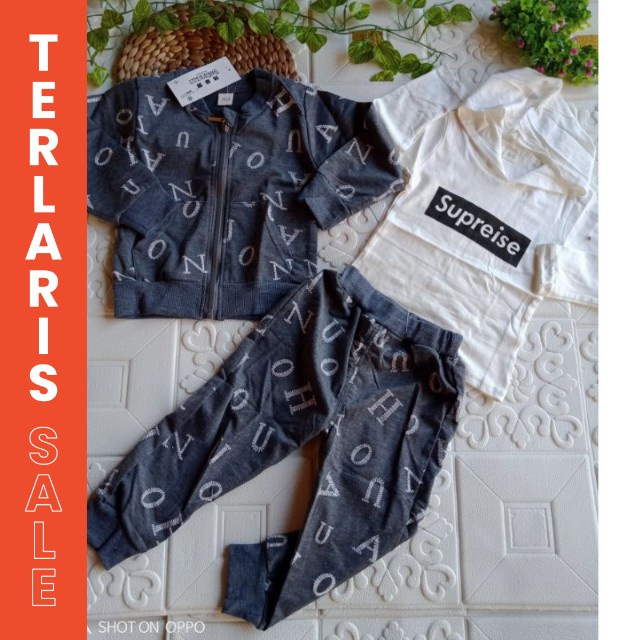 2-6T Setelan anak import PREMIUM casual jaket+ joger- BAHAN BAGUS SETELAN 3IN1 ANAK COWOK IMPORT