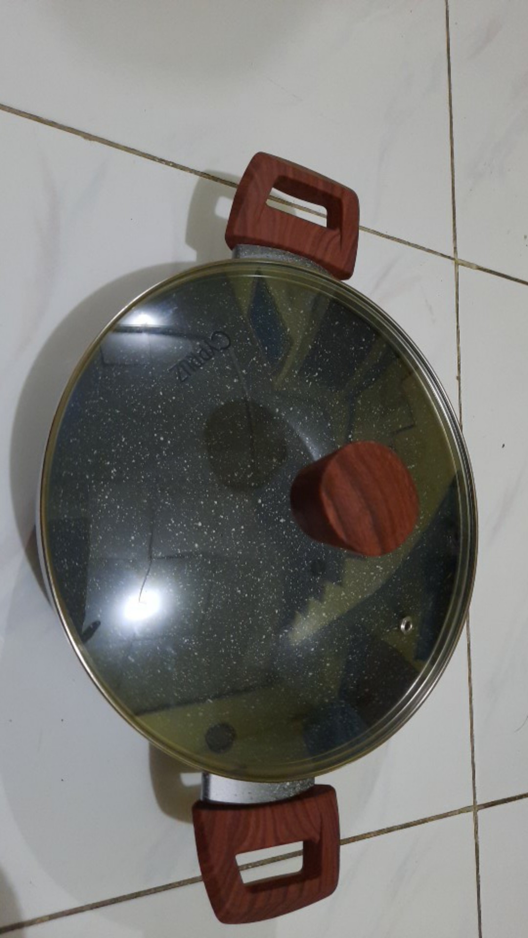 Cypruz Kuali 24cm 24 Cm Wajan Marble Granit Coating Series Ceramic Plus Tutup Kaca Ki0647 Ki 0647