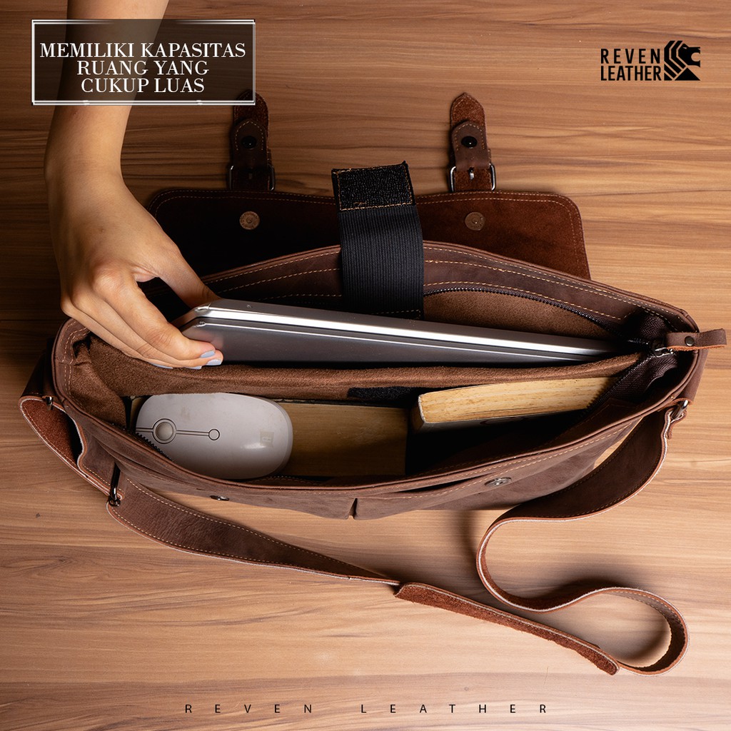 REVEN LEATHER - Tas Laptop Kulit Pria / Tas Kerja Pria / Tas Kantor Kulit Asli - Laptop Asgard Bag