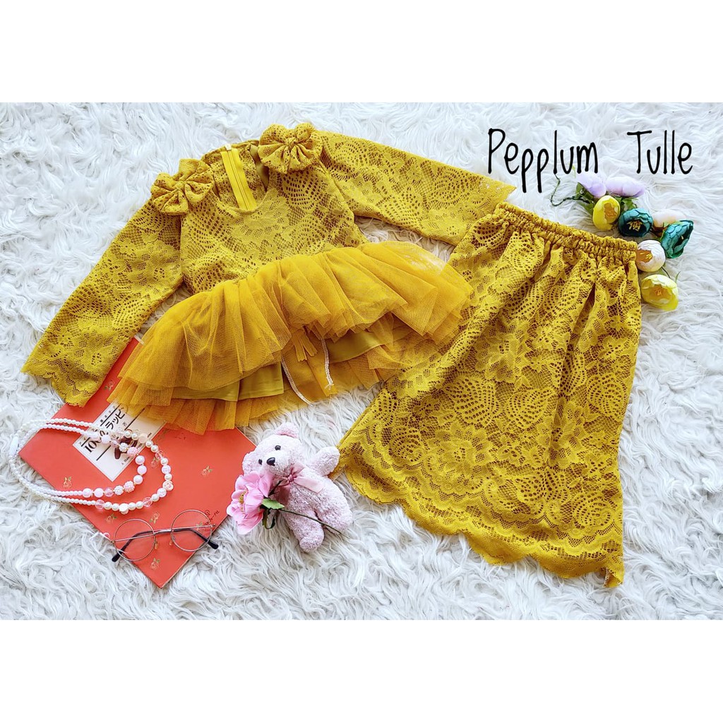 Baju Anak Kebaya Pepplum Tulle Usia 10 Tahun (Ready Stock)