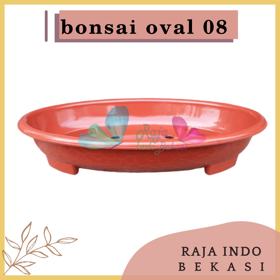 ORI BJP BONSAI OVAL OV 08 Coklat Merah Bata Pot Bunga Plastik Bonsai Budi Jaya Motif Batu Alam Ceper Pendek Pot Bonsai Plastik Keramik Semen Bonsai Mame Kelapa Besar Mini