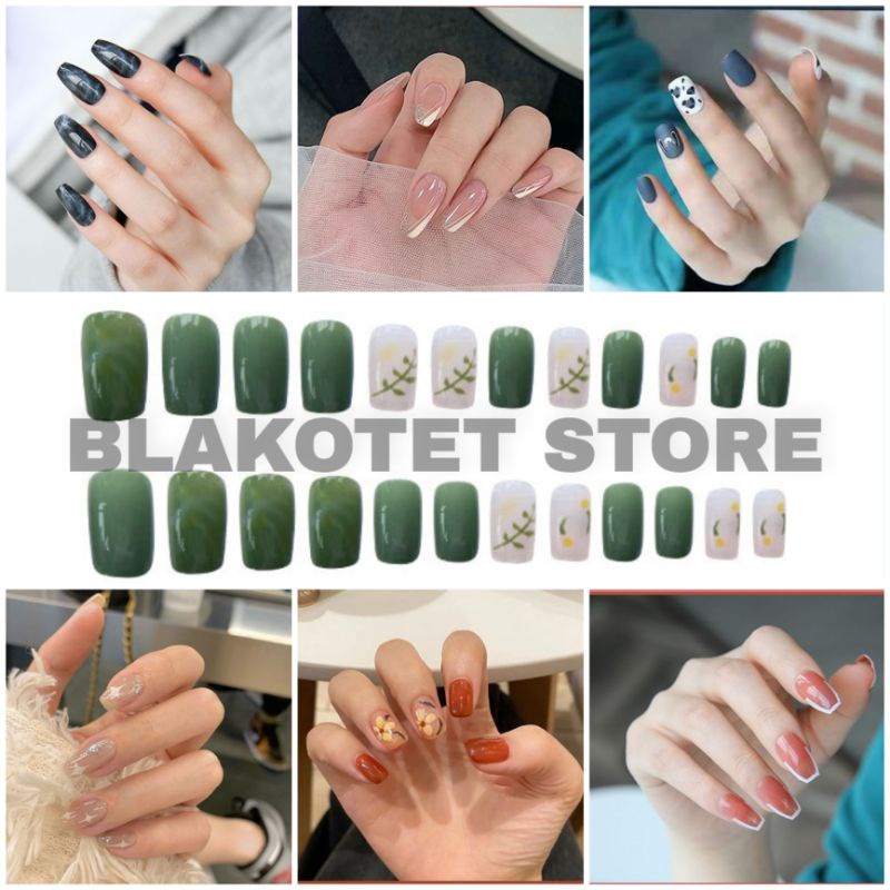 Fake Nails Art / Kuku Palsu 24 Pcs (R161-R180) FREE LEM CAIR 2gr