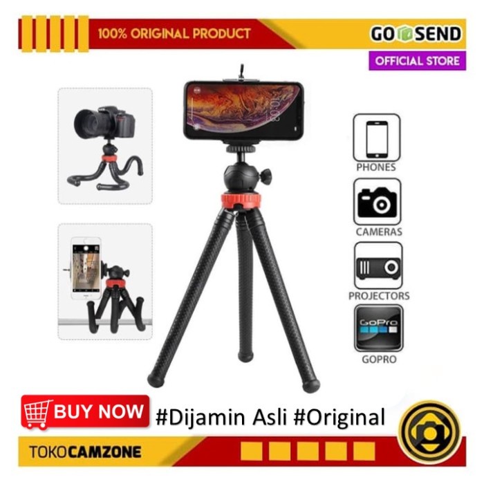 Tripod Kamera dengan Tas / Dudukan PREMIUM ORIGINAL PORTABLE LIGHTWEIGHT KAMERA HANDPHONE ORIGINAL T