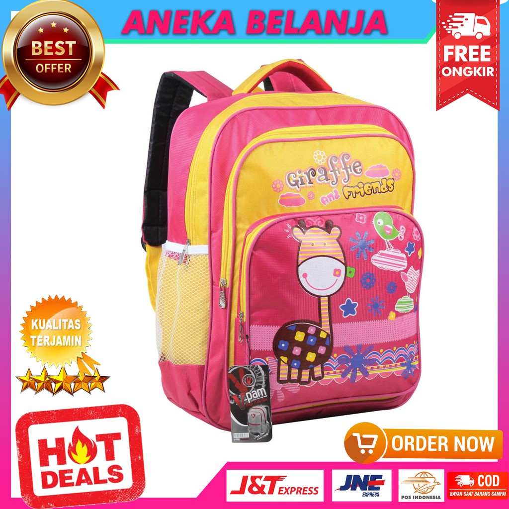 Stock Terbatas Tas Ransel Khusus Anak Cewek Berkualitas Terbaru Trendy Gambar Kartun Giraffe Stylish