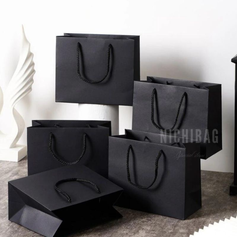 

LUXURY PAPER BAG SUPER BLACK PREMIUM 22×10×18 | PAPER BAG BRIDESMAIDS| PAPER BAG WEDDING| PAPER BAG KADO| TAS KADO