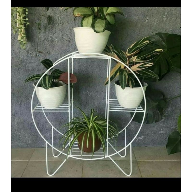 Rak Besi lingkaran 4 susun - Rak Pot Tanaman Bunga Hias