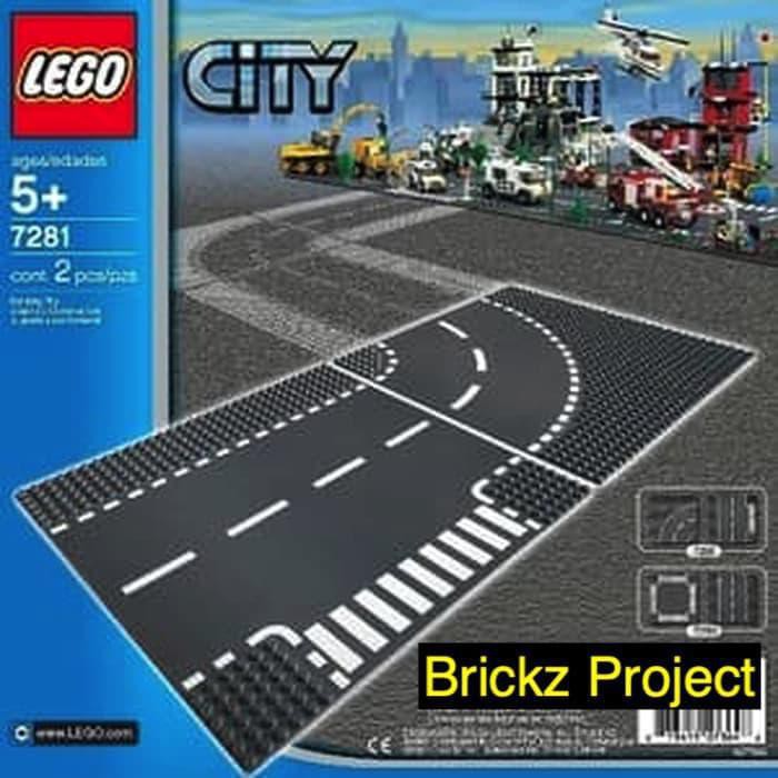 Lego 7281 City - T-Junction & Curved Road Plates