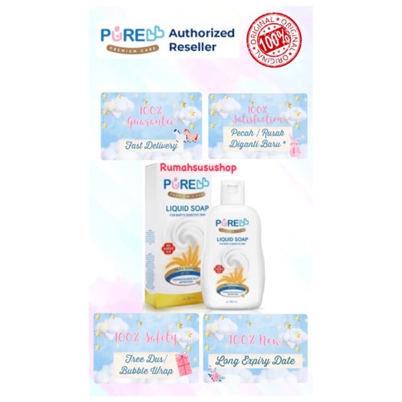 Pure BB Liquid Soap 230ml &amp; 80ml BPOM / Sabun Bayi Kulit Sensitive (Ori 100%/UANG KEMBALI)