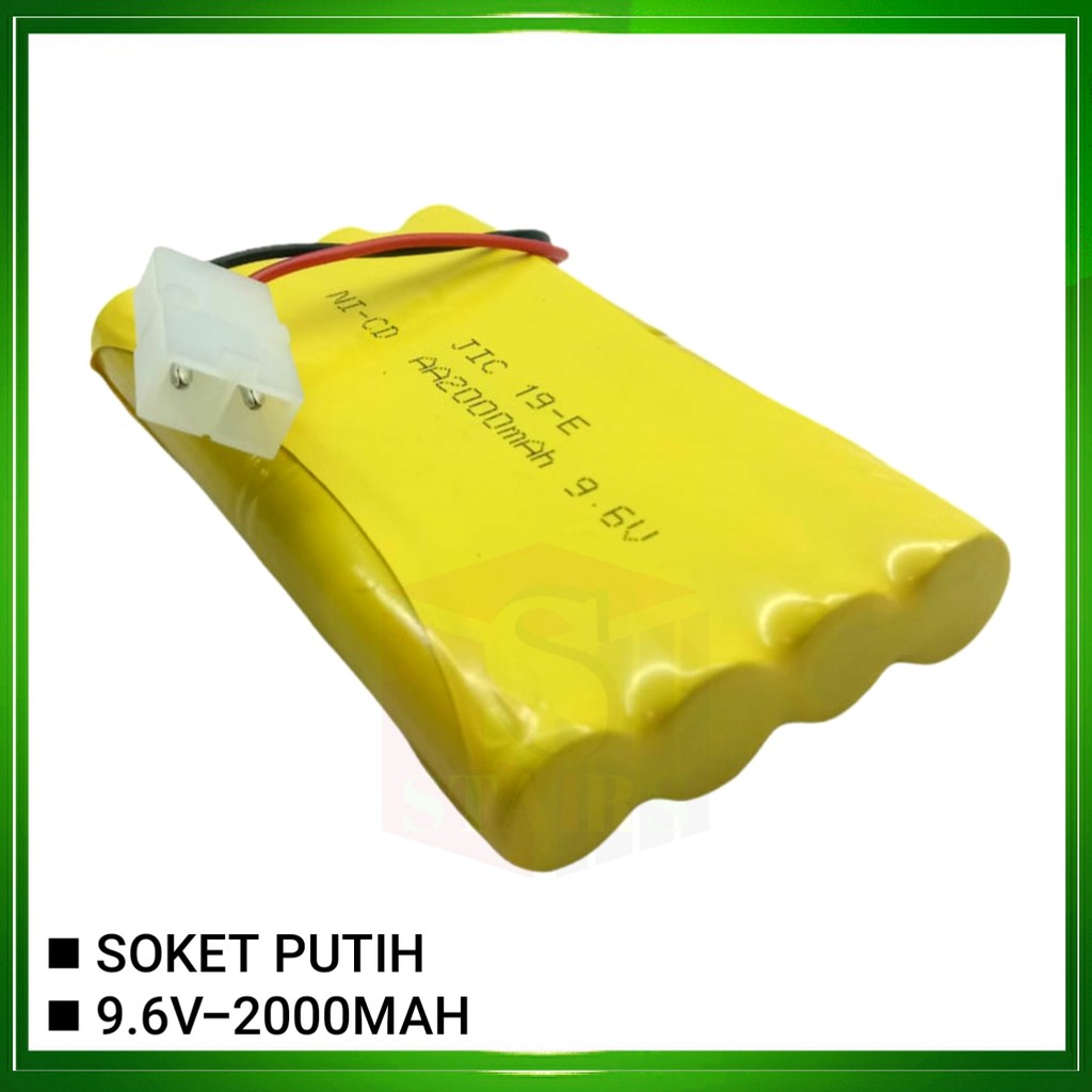 Baterai RC/Baterai Mobil Remot 8x AA Ni-Cd 9.6V - 2000mAh Socket Putih 2 pin