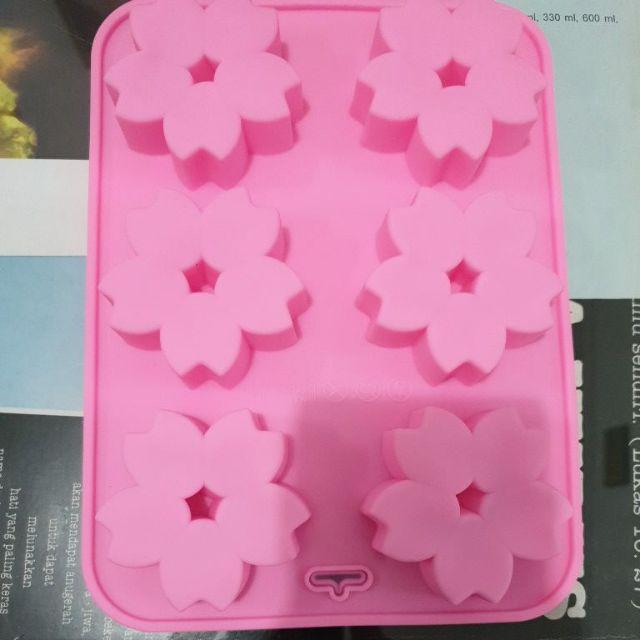 Cj Cetakan  Silikon Kue Puding Sakura 6 Cavity
