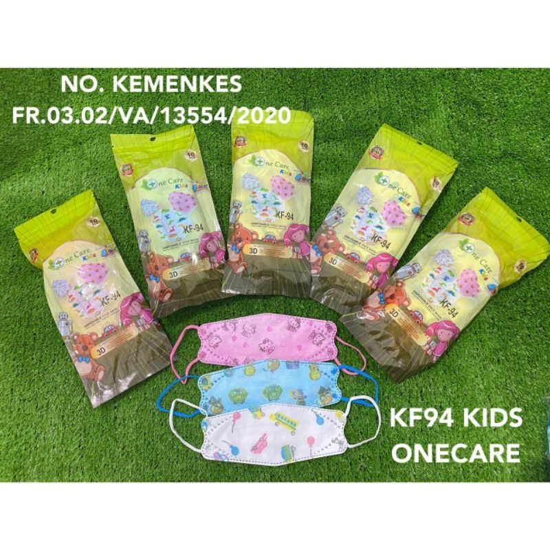 masker kf94 anak motif kemasan onecare ziplock higenis  harga 1 pack isi 10pc banyak motif( MOTIF KI