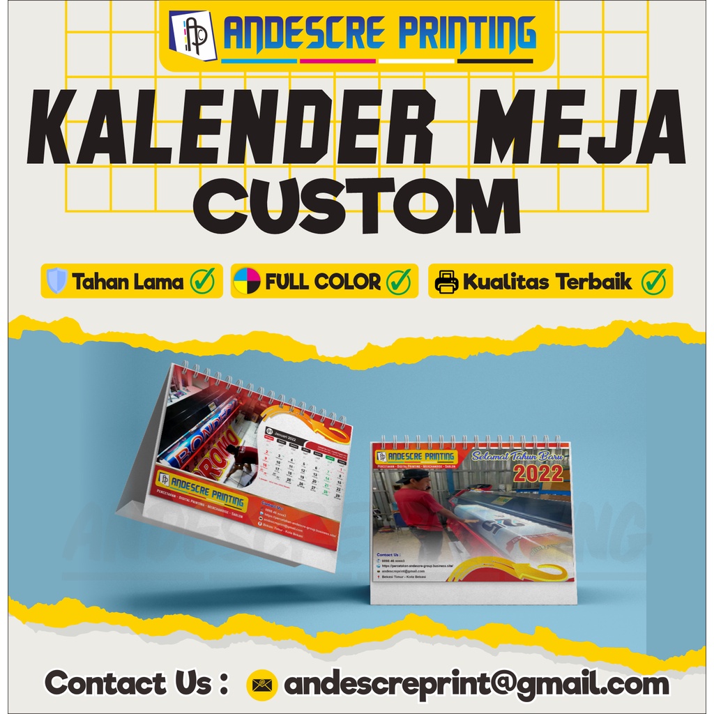 

Kalender Meja / Duduk Landscape & Potrait Model Custom Sesuka Hati A5 / A6 / A4