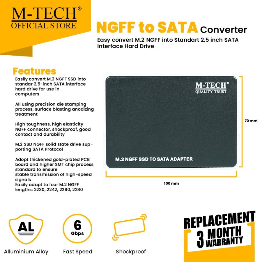 M-Tech Converter SSD M.2 NGFF TO SATA