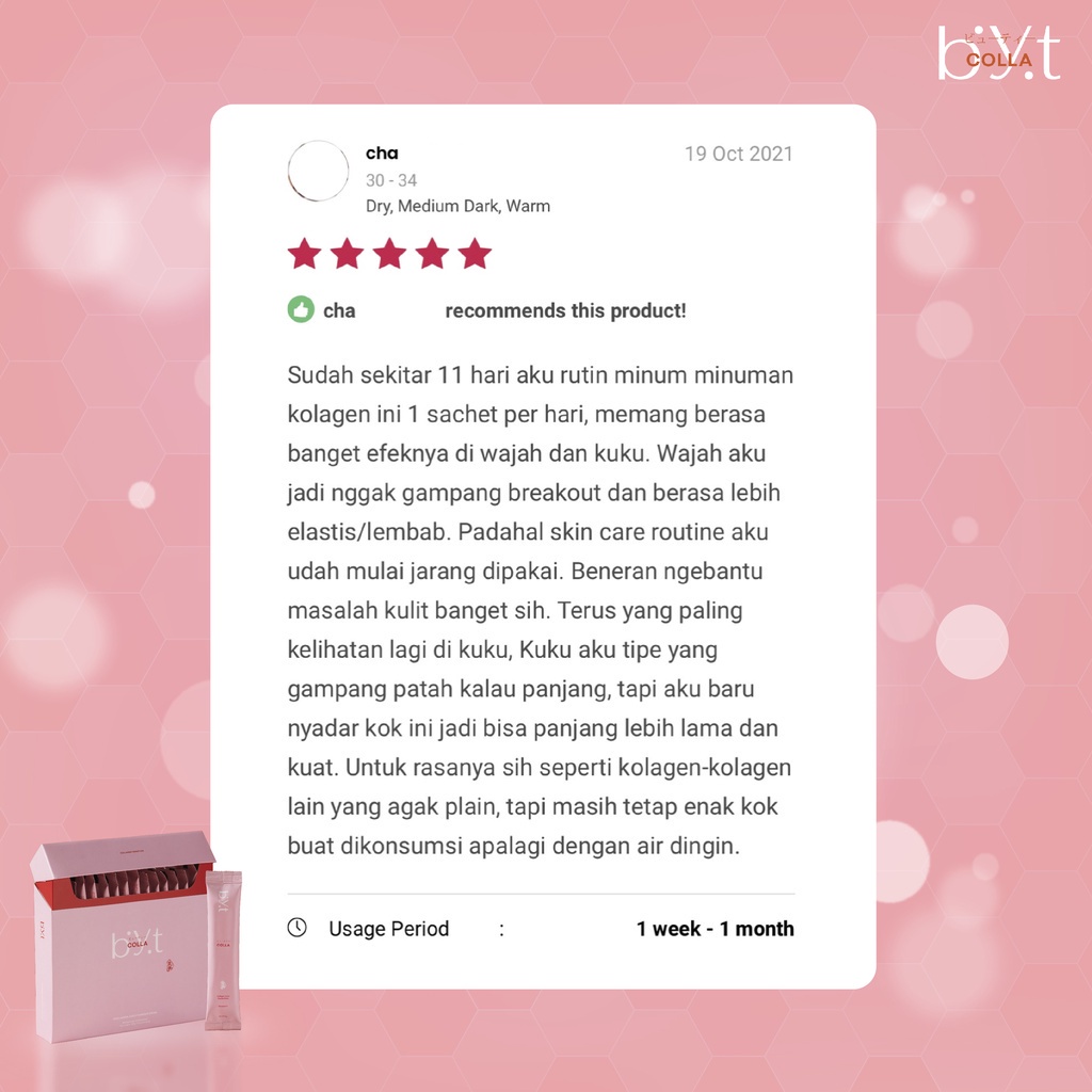 Byt Colla 1 Box isi 16 Sachet Beauty Collagen Drink / Minuman Kolagen Kecantikan Vitamin Kulit Glowing  BPOM Asli Original 100%