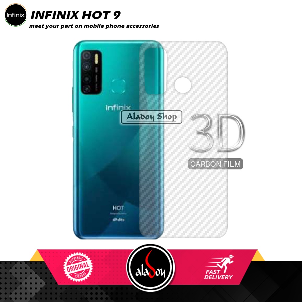 Case Infinix Hot 9 Armor Fushion Transparent Casing + Tempered Glass Full Layar dan Skin Carbon