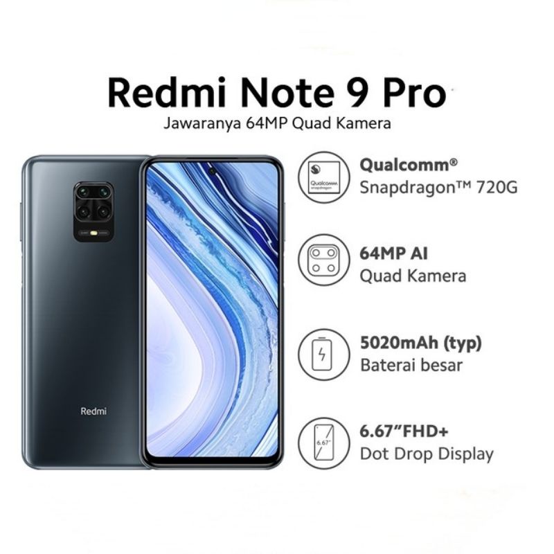 XIAOMI REDMI NOTE 9 PRO 6/64GB 6/128GB BARU GARANSI RESMI BsB