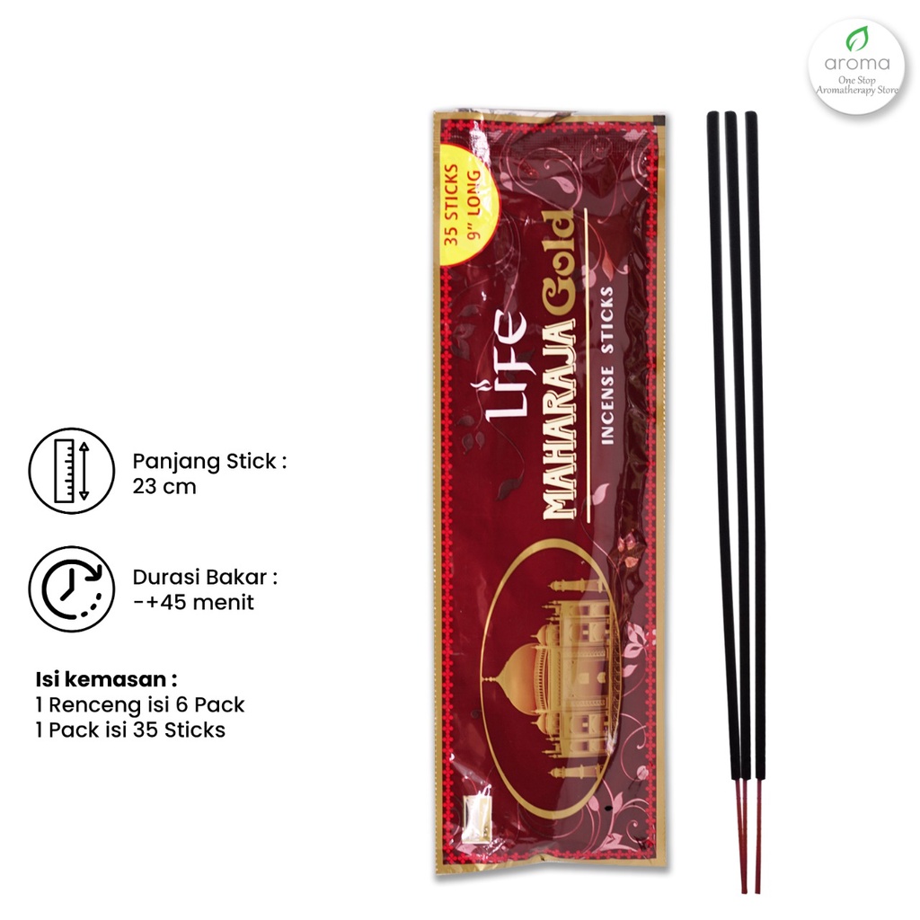 Dupa India Aromaterapi Pouch Plastic - Darshan Life Maharaja Gold 35 Sticks