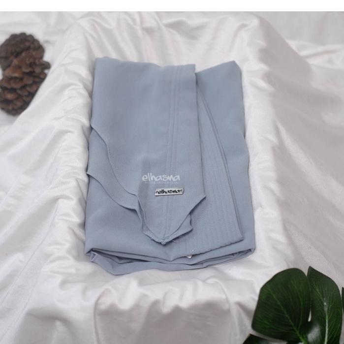 Hijab Instan XL Jumbo Hijab Ceruty 2 Layer Jilbab Instan  By Elhasna-SILVER
