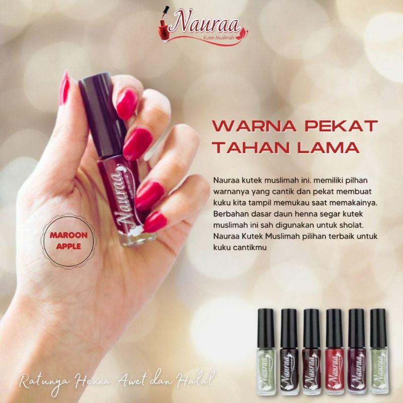 Henna Kuku - Kutek Henna Nauraa Halal Sah Sholat 5ml