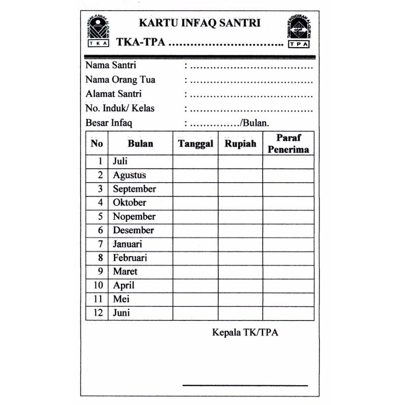 

Kartu Infaq (Iuran)